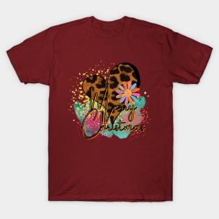 Merry Christmas Leopard heart T-Shirt